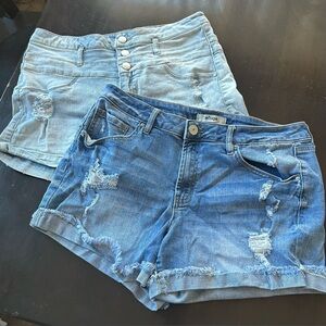 Refuge Denim 2 pair Lot of Jean Shorts Size 10 Cut Offs Distressed